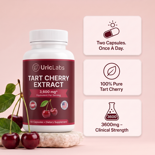 UricLabs Tart Cherry - two capsules a day, 100% pure, 3600mg