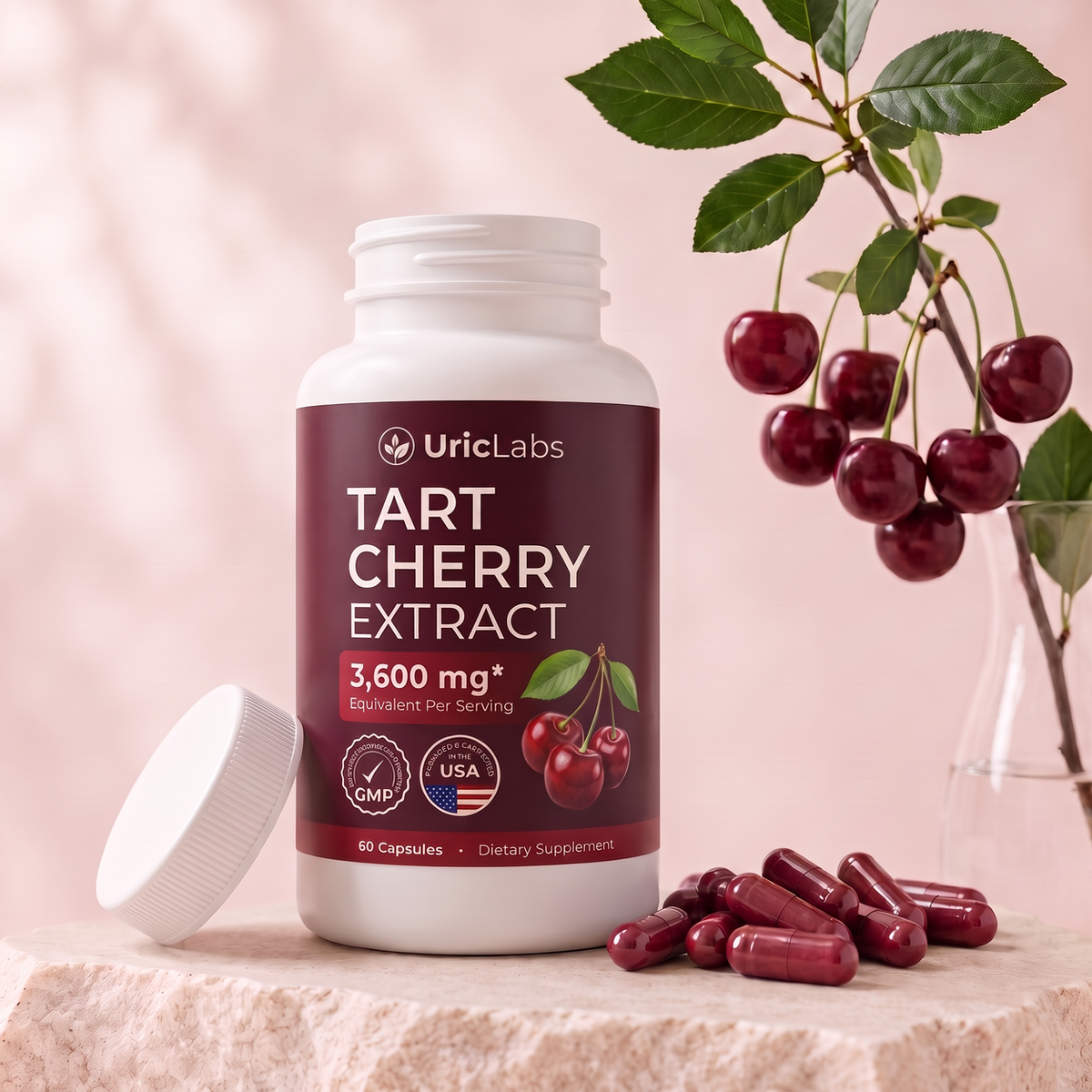 UricLabs Tart Cherry Extract bottle with capsules